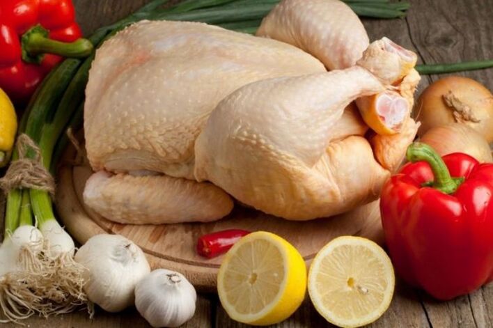 thịt gà và rau cho bệnh viêm tuyến tiền liệt